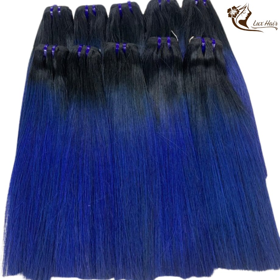 10" ombre blue bone straight hair bundles