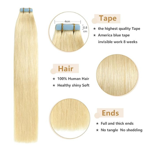 Raw Vietnamese Hair #613 Blonde Color Tape-in Hair Extensions