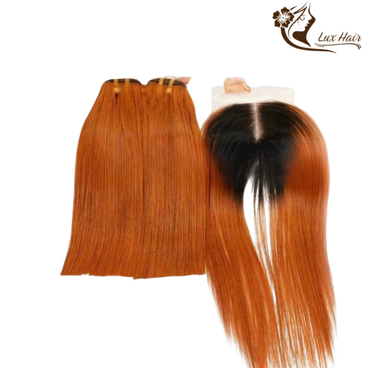 Vienamese bone straight orange color with closure
