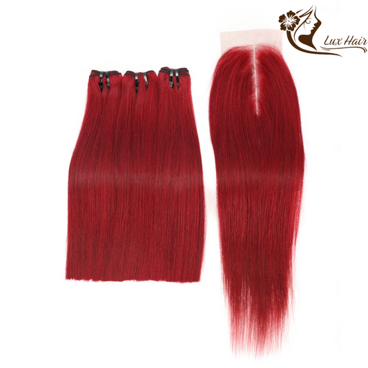 Red Color Bone Straight Hair