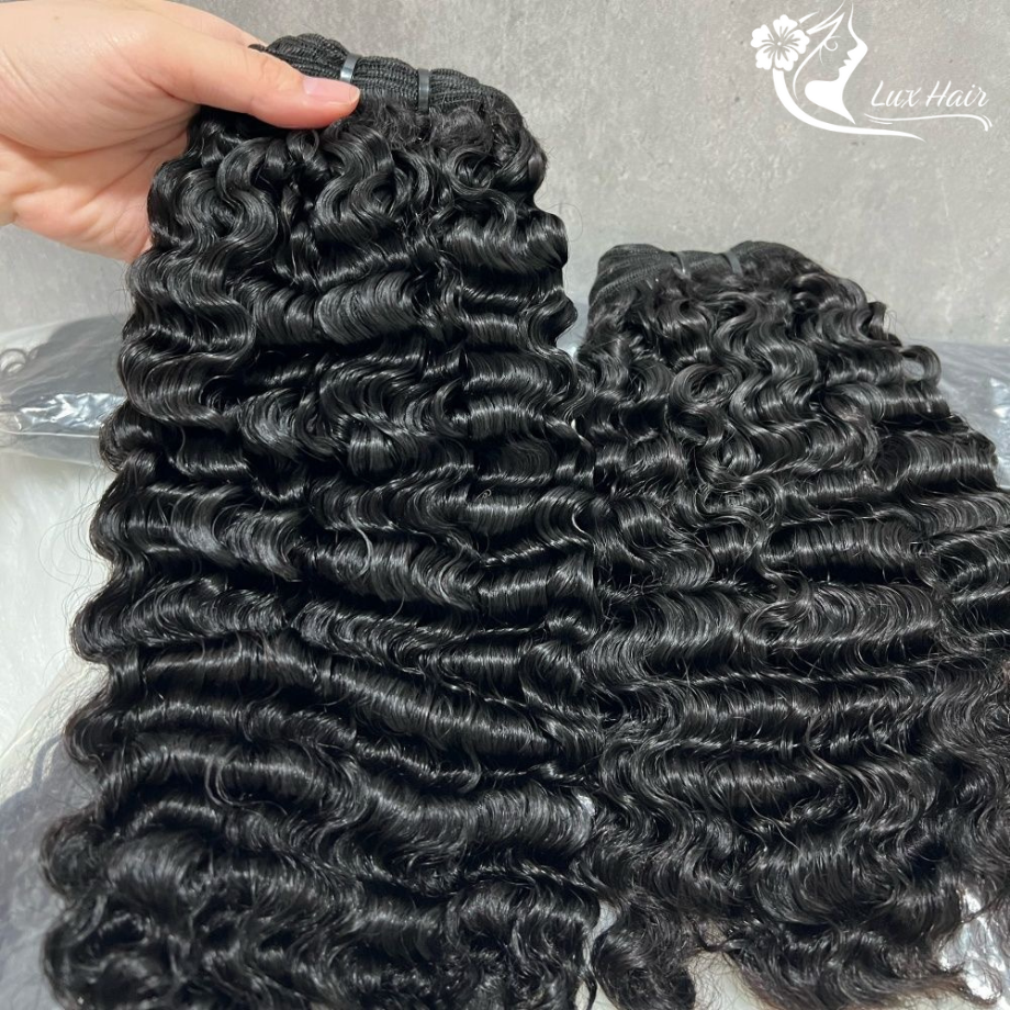 Lux Hair Factory Burmese Curly Hair – Soft, Springy Texture in Natural Black Color