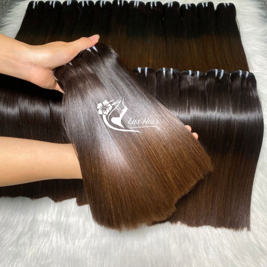 Black brown raw vietnamese bone straight hair