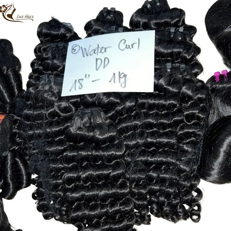 Natural black water curly hair bundles with tight spiral curls – raw Vietnamese human hair by Lux Hair Factory