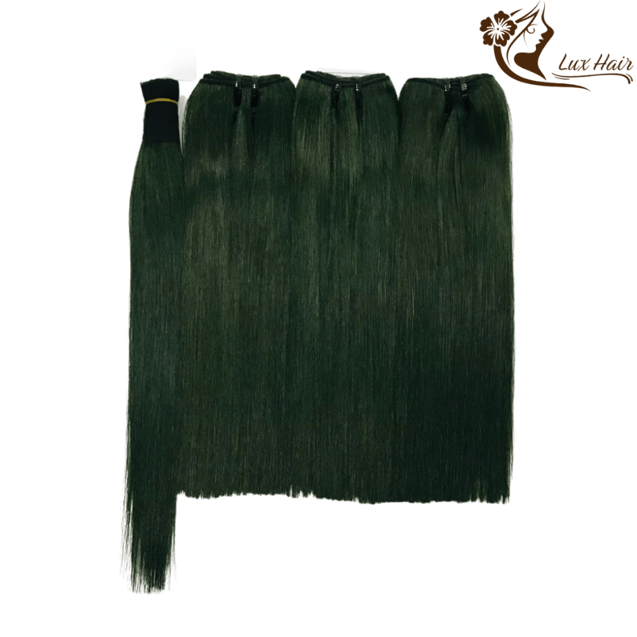Quality and Smooth Green Color Bone straight hair