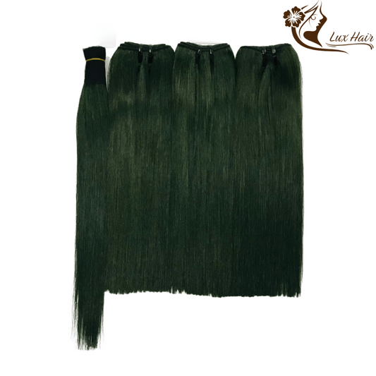 Quality and Smooth Green Color Bone straight hair