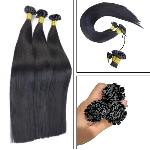 Raw Vietnamese hair #1 jet black color flat tip hair bundles