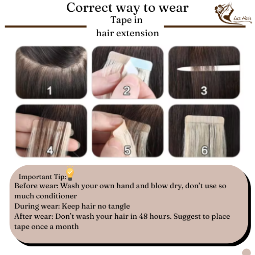 Step-by-step guide on how to wear tape-in hair extensions with Lux Hair Vietnam Factory
