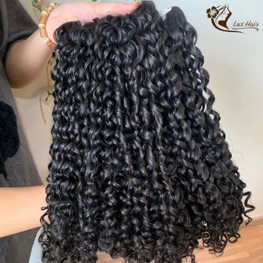 Bundles of Natural Black Pixie Curly Hair with Small, Tight Curls from Lux Hair Factory Vietnam
