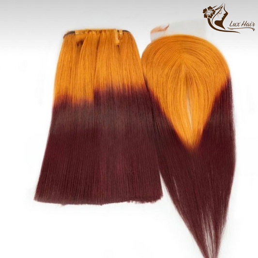 Orange Red 2 Tone Bone Straight Vietnamese Hair Bundles