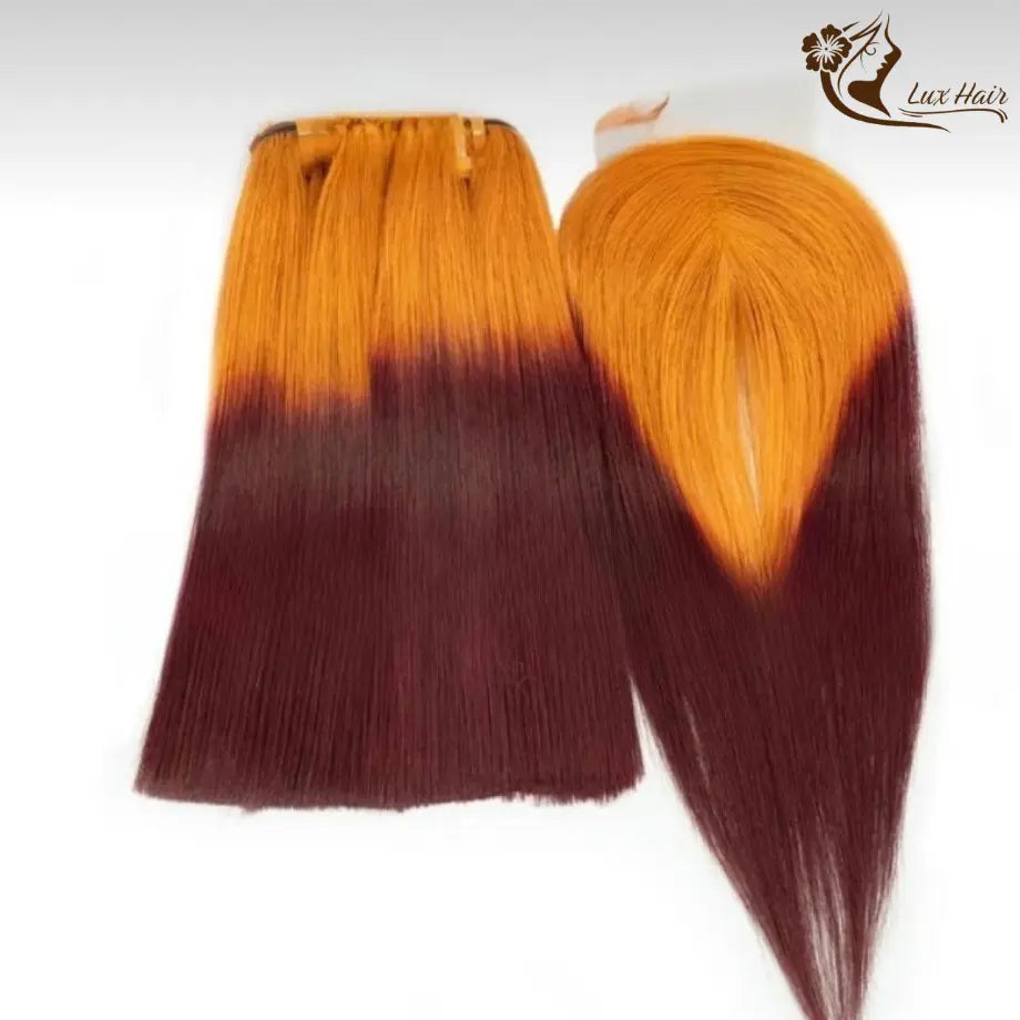 Orange Red 2 Tone Bone Straight Vietnamese Hair Bundles
