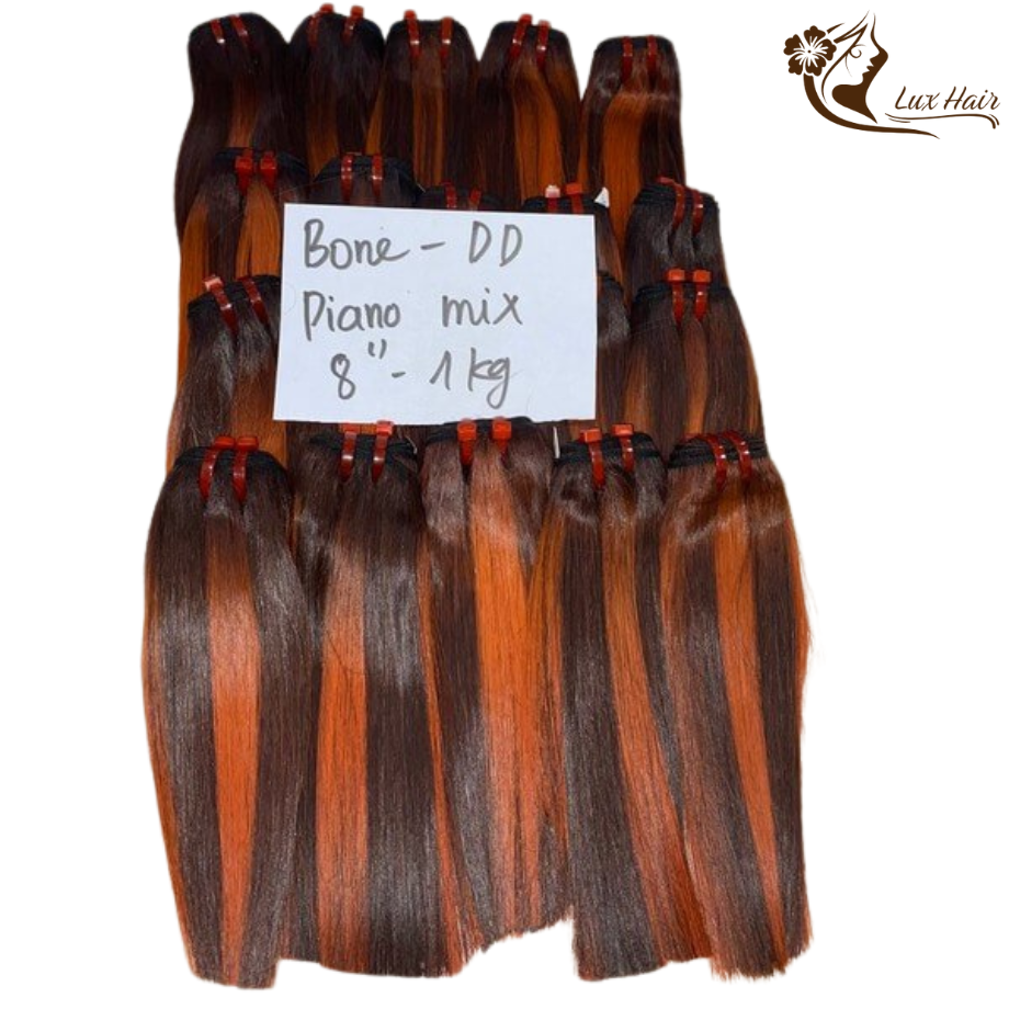 8 inches 1kg piano orange bone straight hair double draw