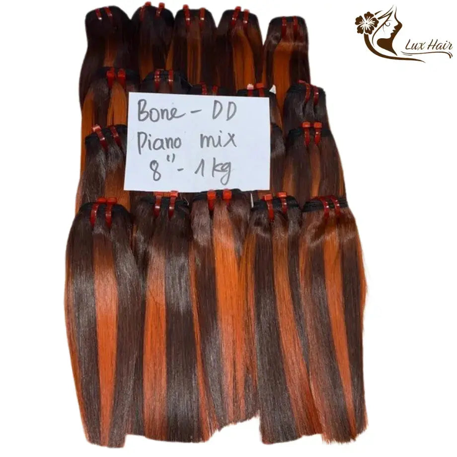 8 inches 1kg piano orange bone straight hair double draw