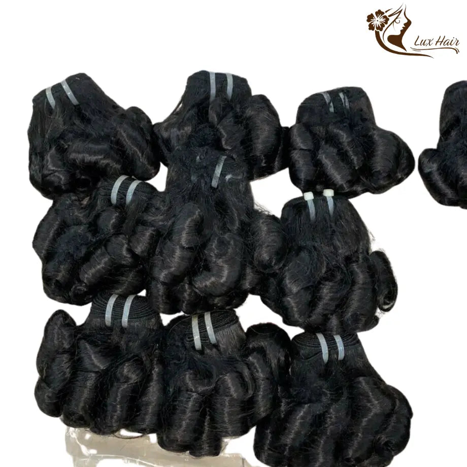 Bundles of Natural Black Bouncy Curly Hair – 100% Raw Vietnamese Human Hair with Tight Springy Curls