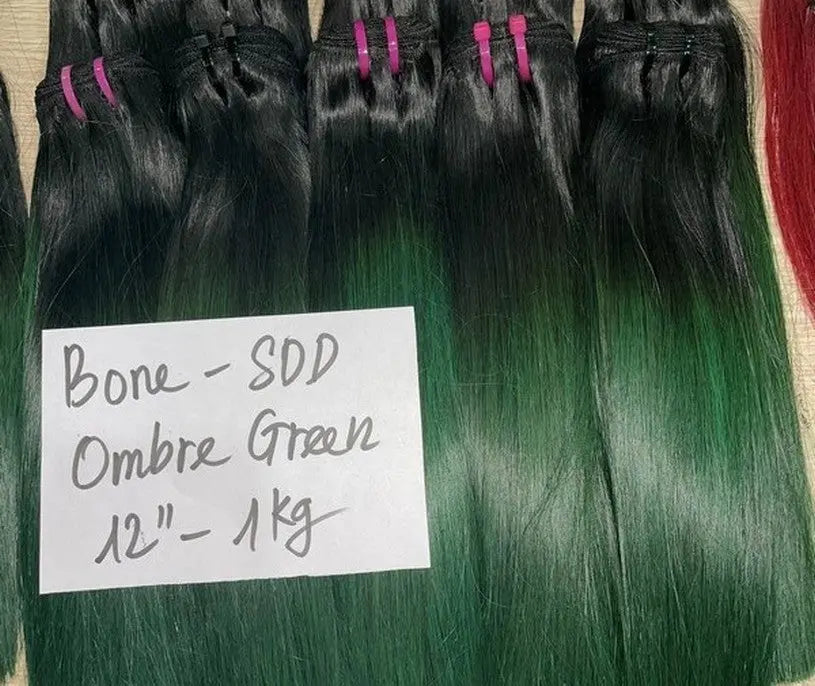 Dark Green Color Bone Straight Vietnamese Hair Lux Hair