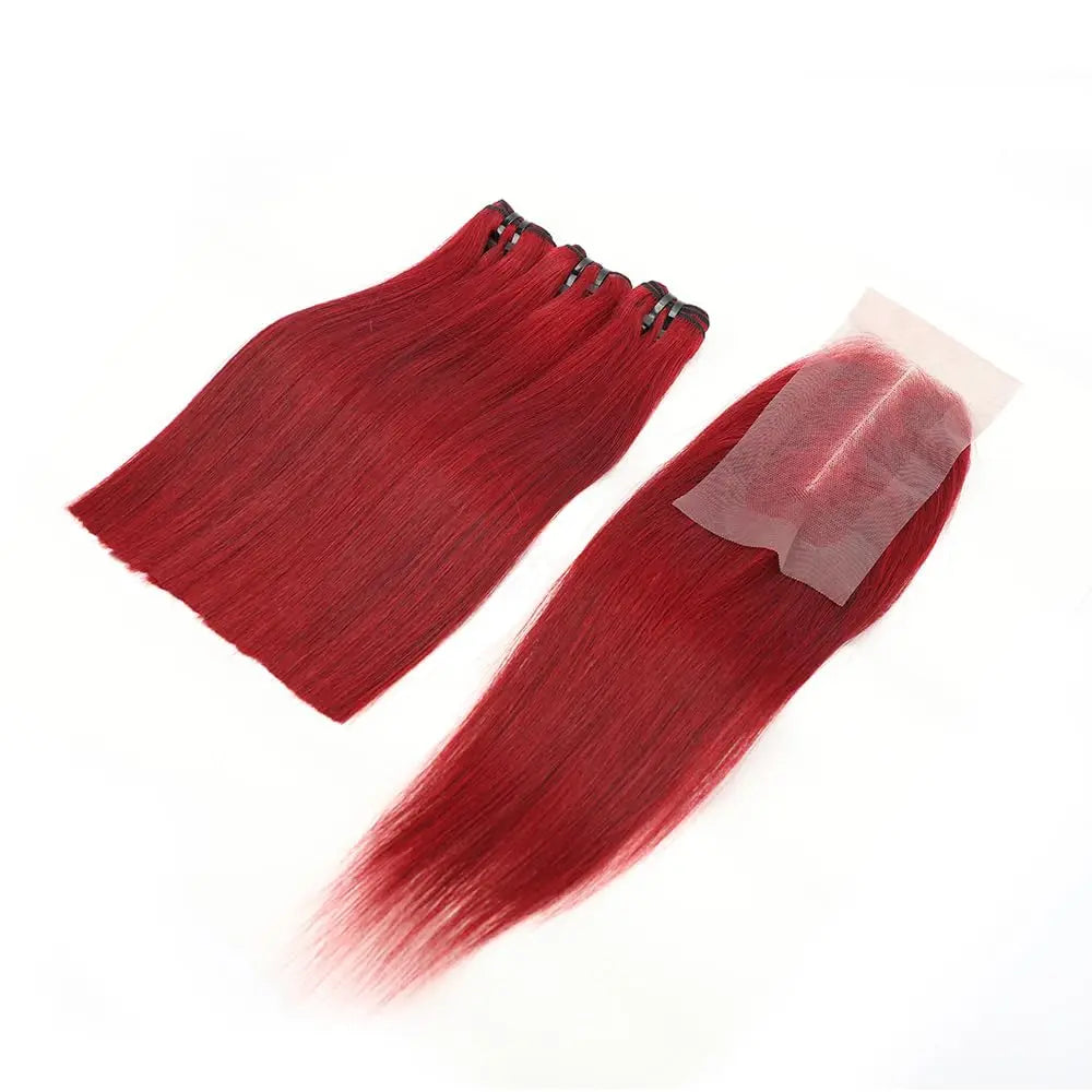 Red Color Bone Straight Vietnamese Hair Lux Hair