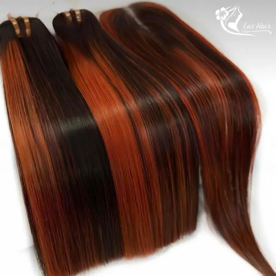 Piano Orange Bone Straight Hair Bundles Lux Hair