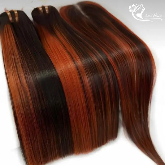 Piano Orange Bone Straight Hair Bundles Lux Hair