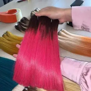 Pink Color Bone Straight Vietnamese Hair Lux Hair