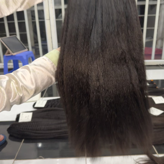 natural blakc kinky straight vietnamese hair