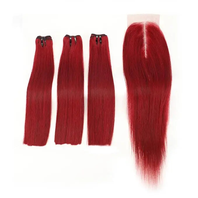 Red color bone straight vietnamese hair